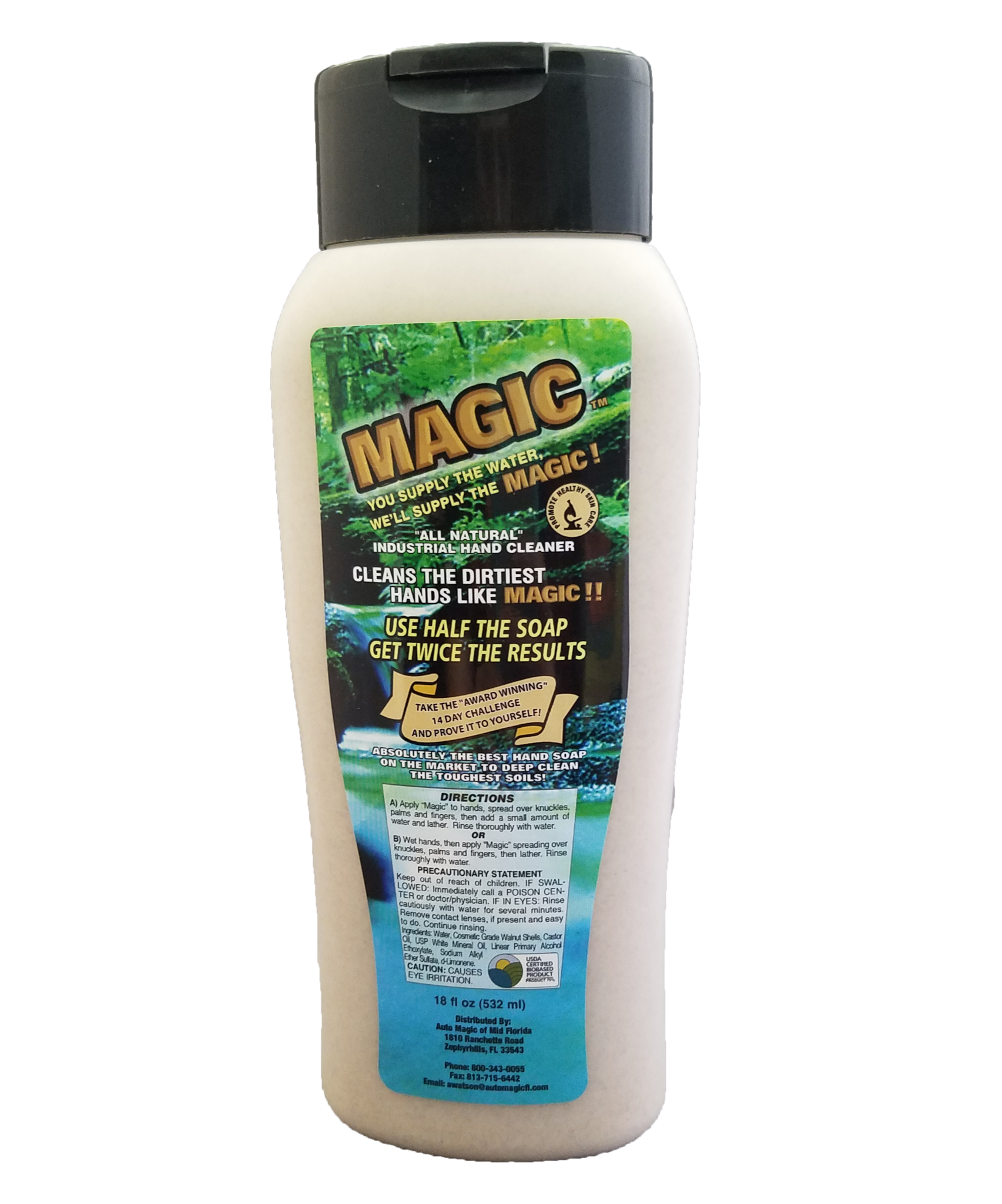 Magic Hand Soap with walnut shells and emollient infused 18 oz.